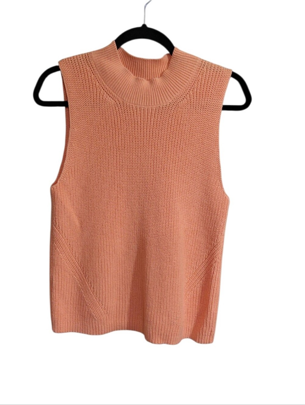 LOFT Coral Peach Sleeveless Mock Neck Knit Top